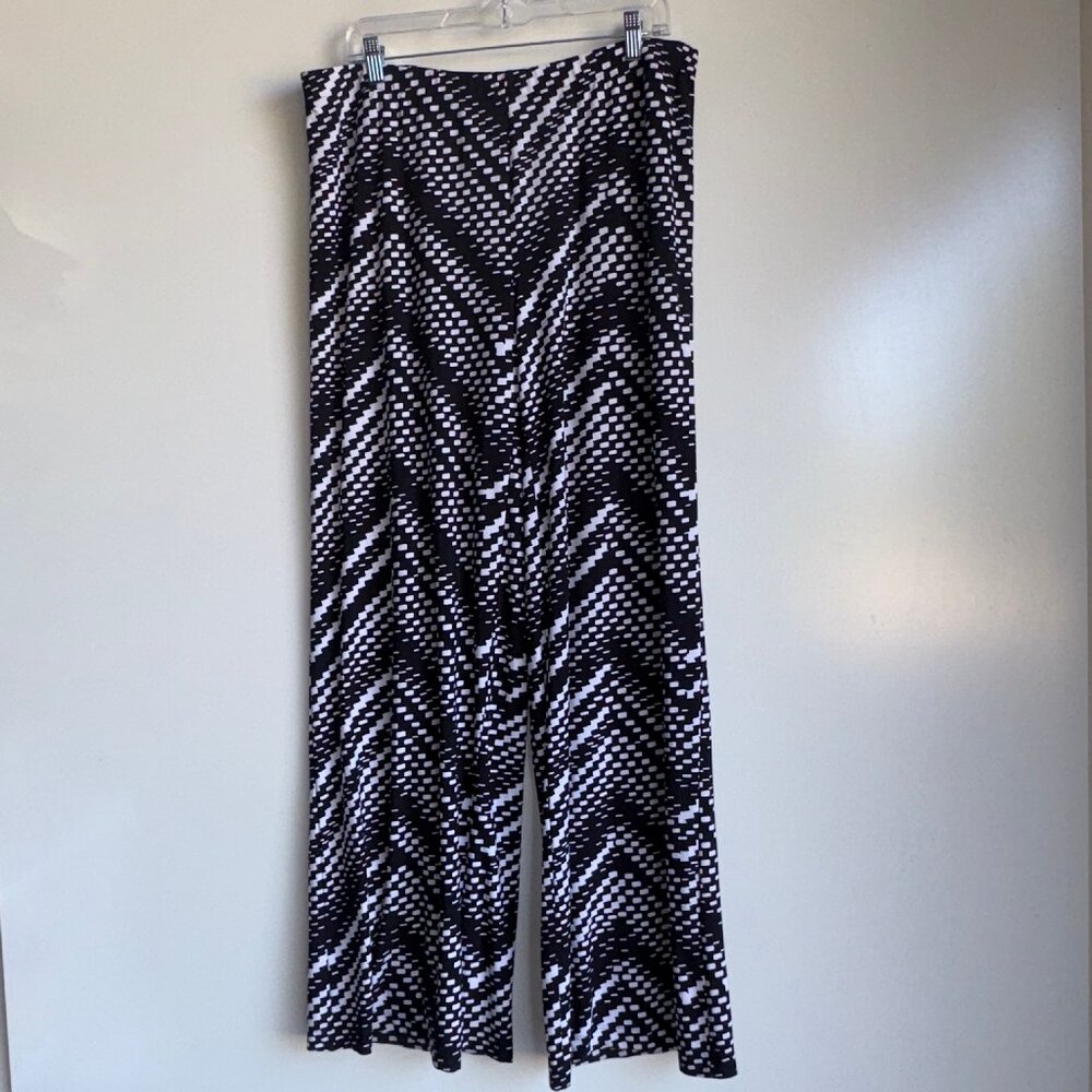 CHICO'S Wide Leg Palazzo Pants Size 2= US Size 12 Black White